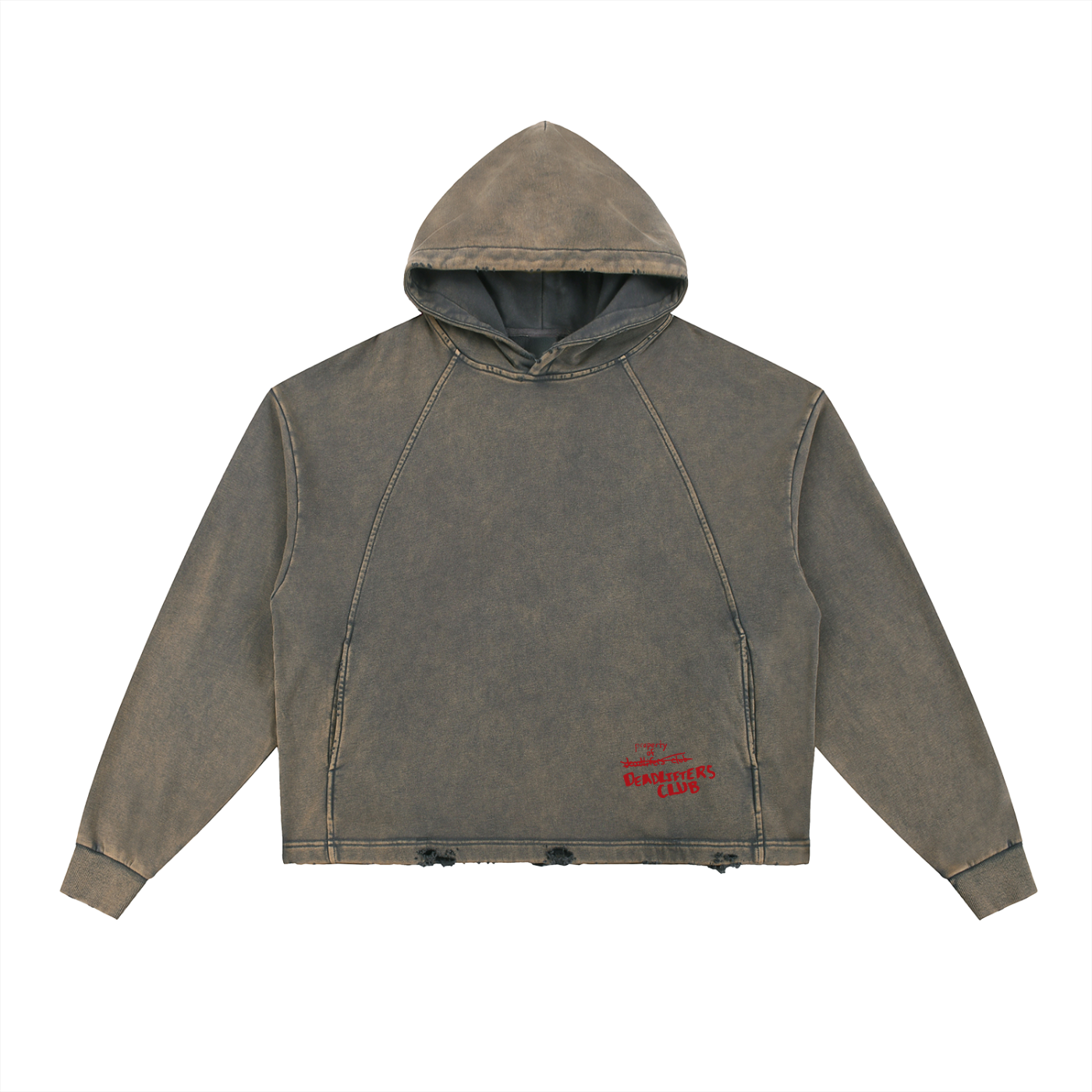 Vintage Washed Frayed-Hem Hoodie